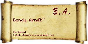 Bondy Arnó névjegykártya
